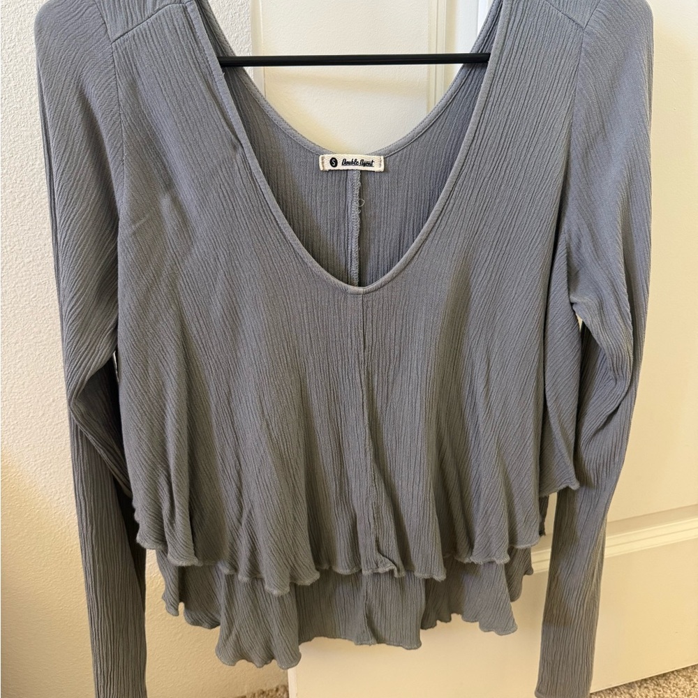 Double Agent Gray Layered Blouse